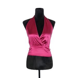 Emma Black Silk Blend Backless Halter Cropped Top Women's Size 4